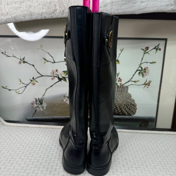 Tommy Hilfiger Black Leather Knee-High Boots 7.5 - Picture 9 of 9